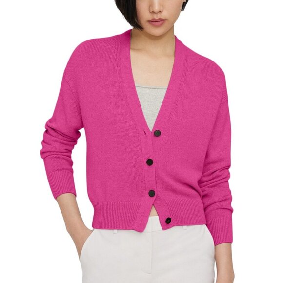 Theory V-neck Cardigan in Carnation Pink XS - Picture 6 of 6